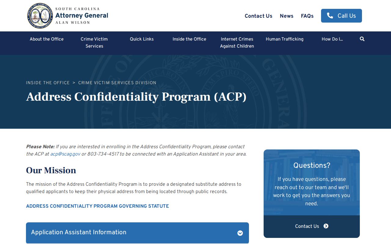 Wade Hampton residents directory address confidentiality program