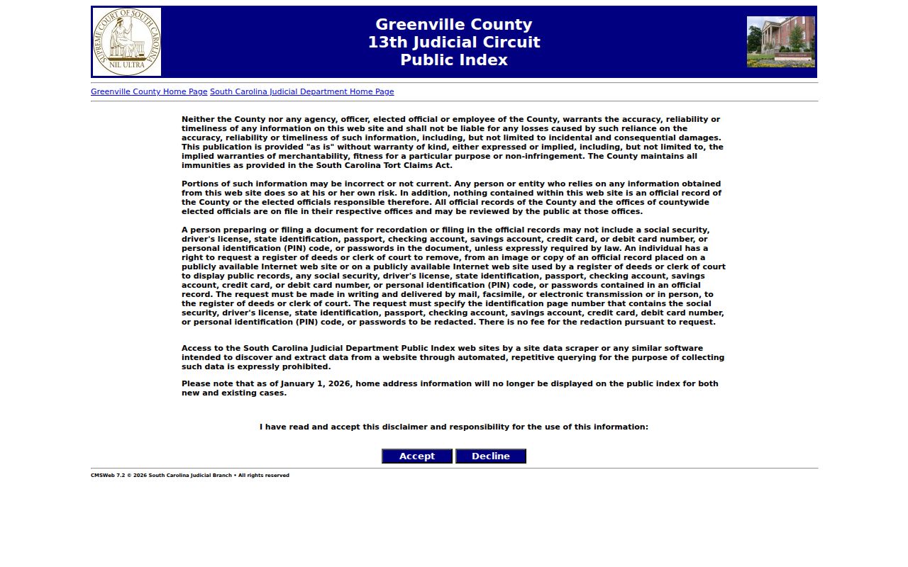 Wade Hampton residents directory Greenville County court Public Index