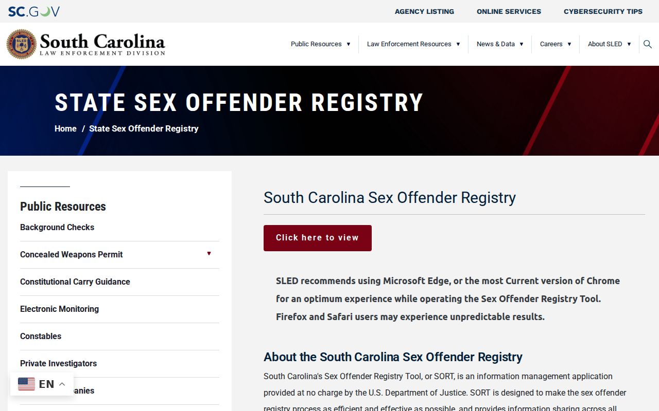 Wade Hampton resident lookup limits on the South Carolina safety registry