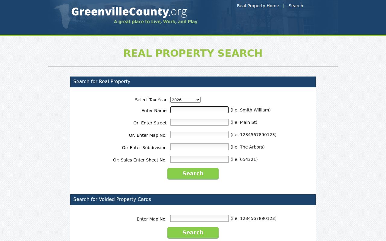 Wade Hampton street directory Greenville County Real Property Search